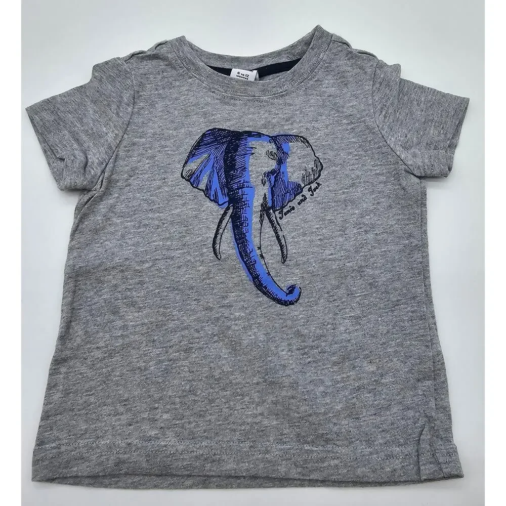 Janie and Jack Boys Size 6-12M Blue and Gray Plaid T-Shirt and Shorts Outfit